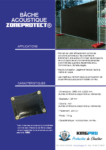 Bâche acoustique ZONEPROTECT - KINGPRO