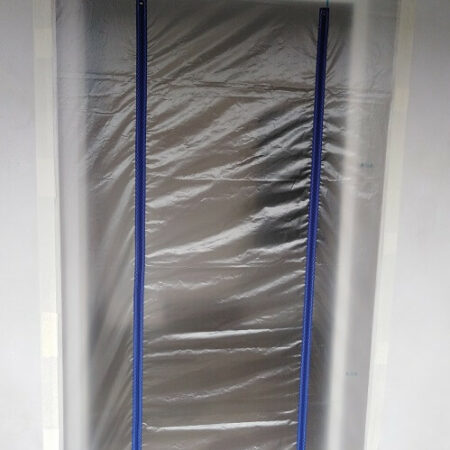 Porte Zip en II 93cm de large avec Film PE 1.50m x 2.50m ZONPROTECT ouverture porte chantier