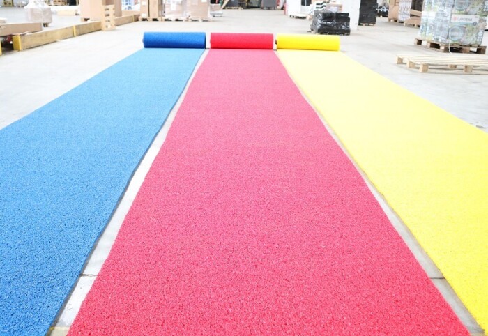 Circulation de chantier - tapis antidérapant PVC jaune bleu rouge