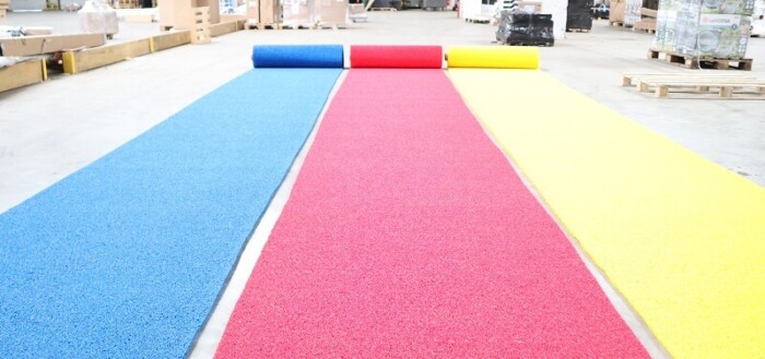 Tapis antidérapant sécurité BTP Jaune rouge bleu - circulation de chantier