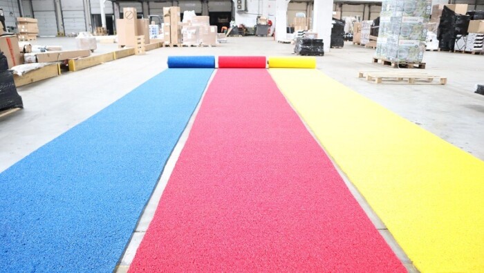 Tapis de Chantier Eco - couleur rouge jaune bleu - circulation chantier